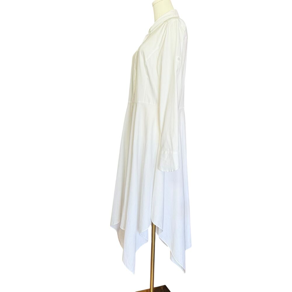BcbgMaxazria Beatryce White Asymmetrical White Dress Size L 100% Cotton - Picture 6 of 16